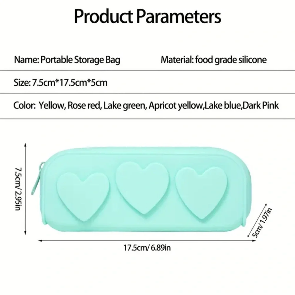 Tiffany Blue Green Turquoise Hearts 💕 Silicone Makeup Cosmetic Travel Bag